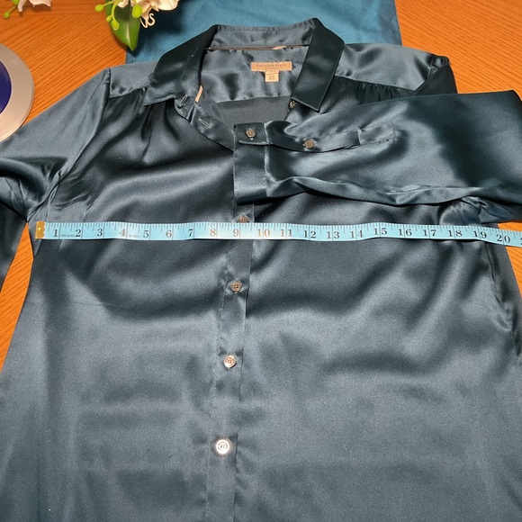 Burberry of London Deep Teal Button Down Blouse Size 12 - Picture 5 of 11